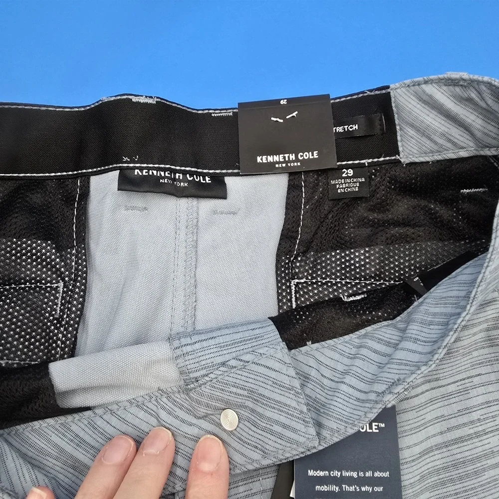 NEW Kenneth Cole Techni-Cole Men's Tech Stretch Slim Fit Shorts Light Grey Sz 29